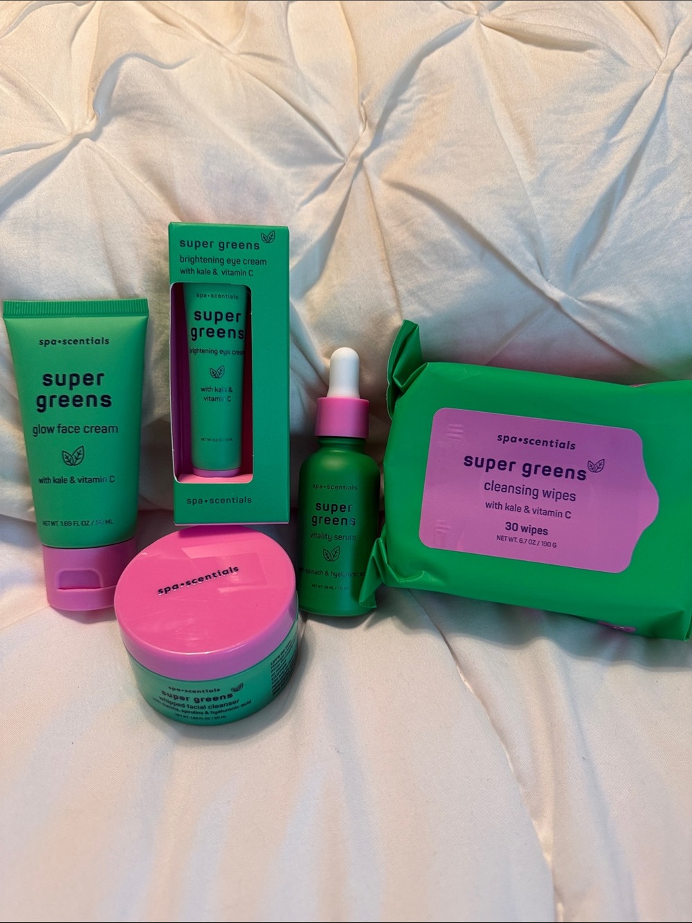 spa•scentials Super Greens Skincare- 5 piece Set - NWT